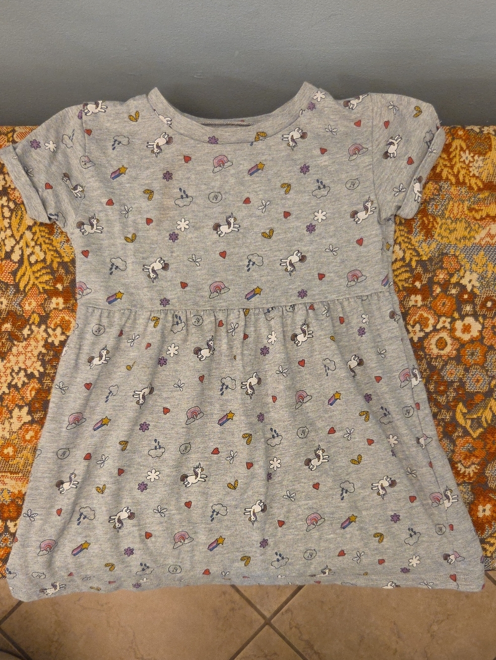 okie dokie Gray Unicorn & Hearts Casual Dress